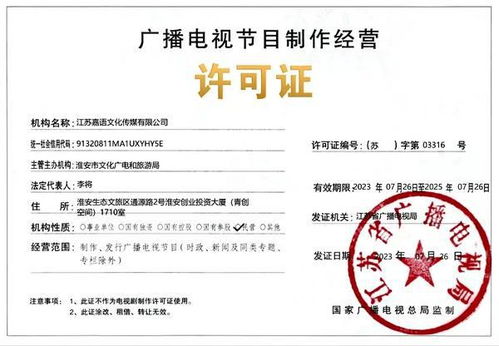 淮安城市網喜獲廣播電視節目制作經營許可證，開啟內容創作新篇章